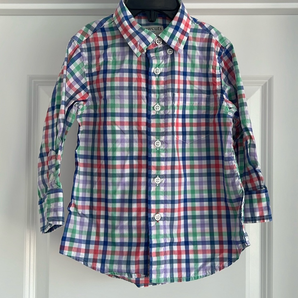 Crewcuts Kids Secret Wash Shirt in Rainbow Plaid toddler boys size 2
